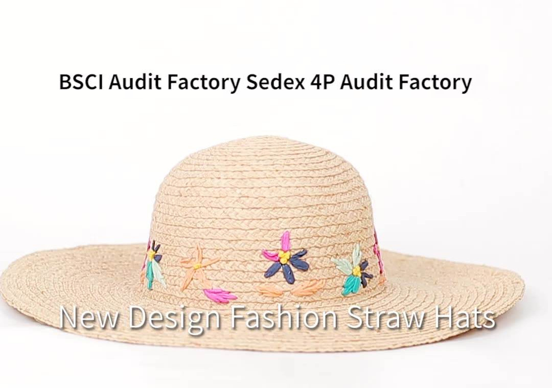 hot sale women fedora hat striped paper straw hat From BSCI Audit Factory Sedex 4P Audit Factory