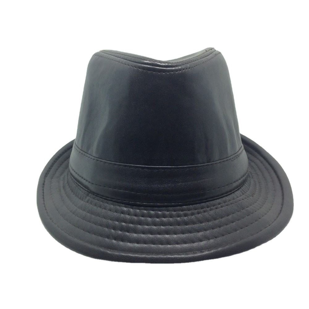 Blank Black Top Cap , Formal Hat For Men , Wedding Hat With Leather