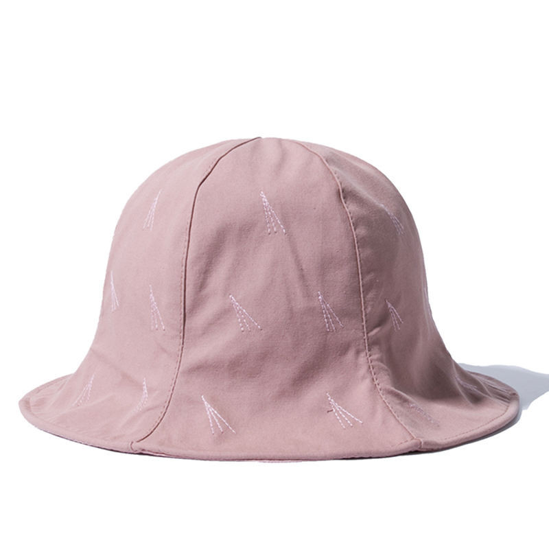 korea style linen breathe embroidery girl bucket hat 6 panel