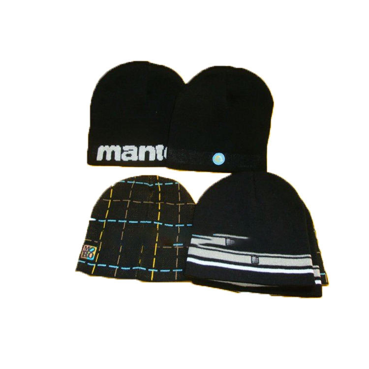 Hat men's black hat fashion knitted warm hat printing quality assurance