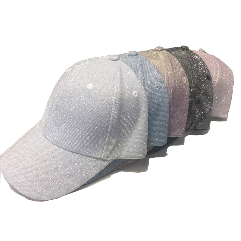 Stock Price Blank Sparkling Nylon Fabric Vintage Woven Baseball Cap Girl Sport Hat For Party custom cap