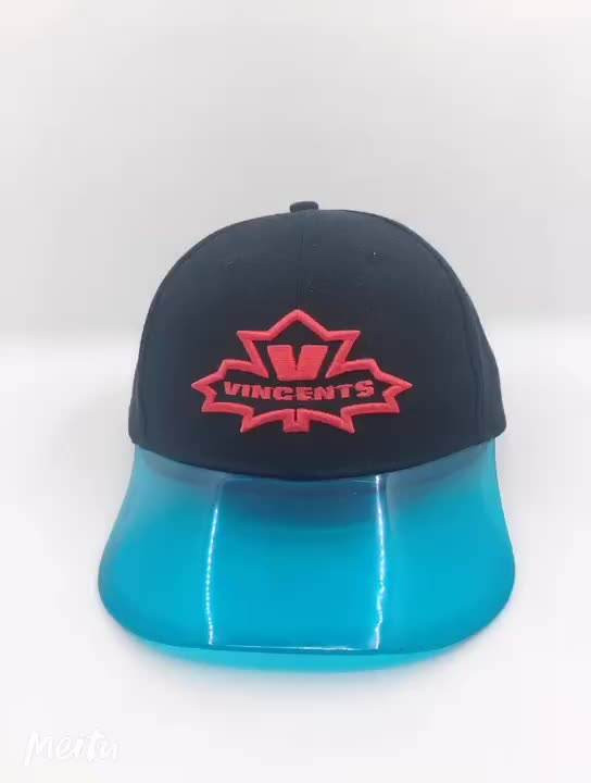 Blue Transparent PVC Brim Baseball Mesh Cap 5 Panel Mesh Trucker Cap