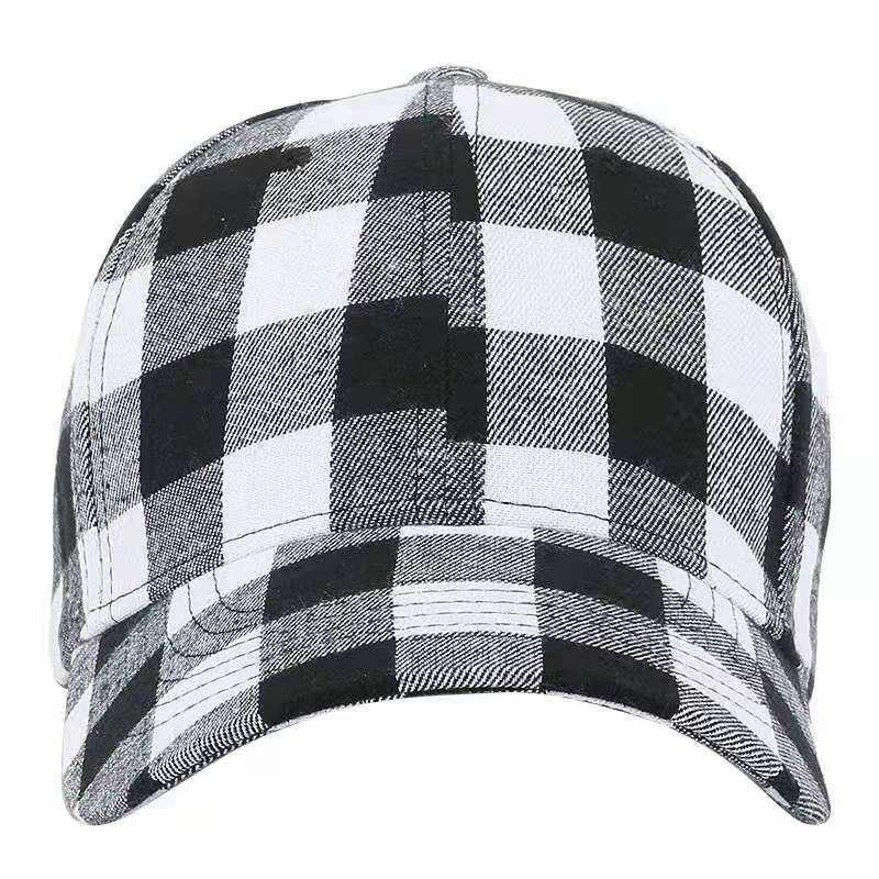 Promotional straw washed baseball Black and white checkered baseball cap cachuchas de beisbol