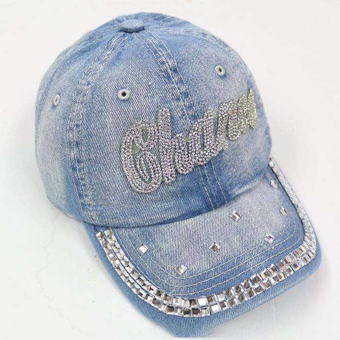 Fashion Custom Rhinestone Washed Cowboy Baseball Caps Customizable fitted caps 3d embroidery cap