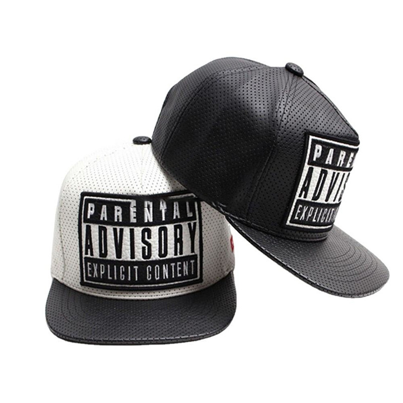 Fashion PU leather snapback hat with embroidery logo and full laser hole5 panel hats