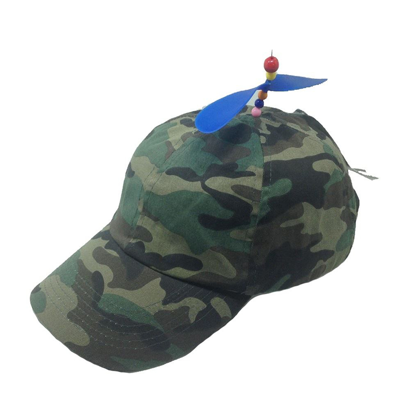 Children 6 Panel Camouflage Baseball Cap With Helicopter Propeller in sun hat