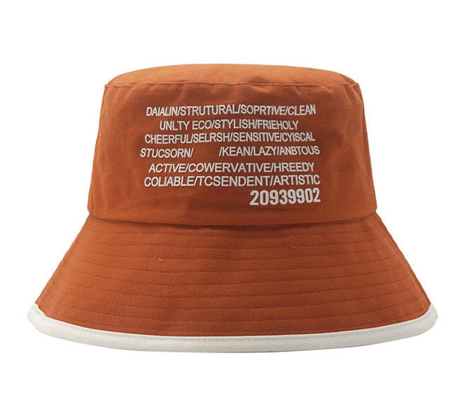 wholesale solid color custom letter 3D print cotton twill bucket hat